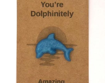 Dolphin Pocket Charm Card | Funny Dolphin Gift | “Porpoise” Pun Gift | Small Encouragement Gift | Twisted Trinkets | 3 for 15 Bundle