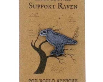 Raven Pocket Hug Charm Card | Black Crow Gift | Poe Inspired Gothic Trinket | Emotional Support Raven | Funny Friend Gift | Twisted Trinkets