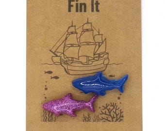 Shark Pocket Charm Card | Funny Shark Gift | “Fin It to Win It” | Snarky Encouragement Gift | Twisted Trinkets | 3 for 15 Bundle