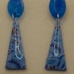 Geometric Triangle Drop Earrings | Patterned Resin Statement Dangles