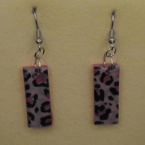 Pink Leopard Print Rectangle Dangle Earrings | Acrylic Statement Earrings | Lightweight Animal Print Jewelry | Trendy Gift for Her