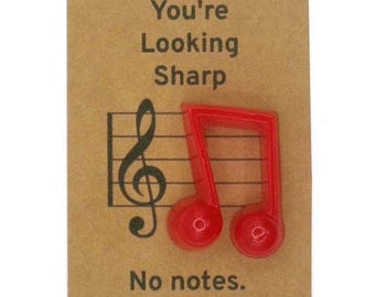 Music Note Charm Card Gift | Punny Music Gift | “You’re Looking Sharp” | “Take Note” Card | Cute Encouragement Gift | 3 for 15 Bundle
