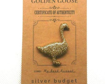 Breloque Oie d'Or | Souvenir Oie Amusant | Oie Porte-Bonheur | Cadeau Insolent pour Ami(e) | Petite Breloque en Résine | Décoration de Bureau | Jeton de Poche