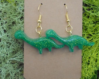 Glow in the Dark Dinosaur Earrings | Brontosaurus Earrings | Dino Lover Gift | Cute Dinosaur Jewelry | Paleontology Gift | Jurassic Earrings