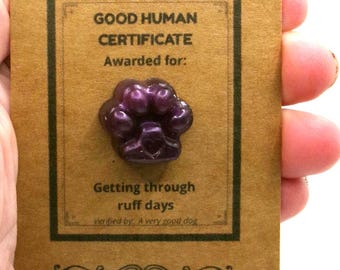 Good Human Certificate – Funny Dog Owner Gift | Paw Charm Card | Dog Mom Humor | Twisted Trinkets | 3 for 15