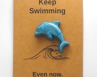Dolphin Pocket Charm Gift | Blue Dolphin Charm | “Keep Swimming” Encouragement Gift | Mental Health Support | Twisted Trinkets
