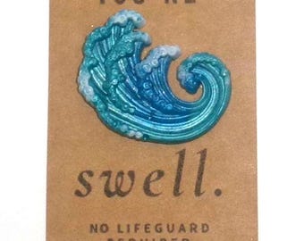 Câlin de poche vagues océaniques | Mini cadeau vague en résine | Cadeau pour amoureux de la plage | Jeton d'encouragement | Cadeau drôle de jeu de mots vague | Bibelots torsadés