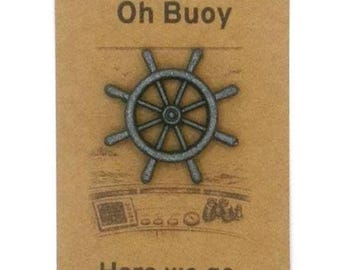 Nautical Ship Wheel Pocket Hug Gift | Funny Encouragement Card | Sailor Pun Charm | I’m in the Same Boat Friendship Gift | Twisted Trinkets