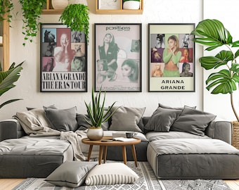 Póster de Ariana Grande / Impresión artística de pared de estrella del pop / Decoración estética de música moderna / Regalo de celebridad para el dormitorio de moda para fans