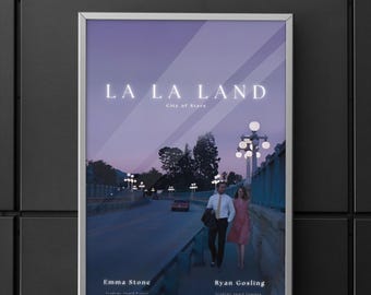 Póster de La La Land / Arte mural de película musical romántica / Impresión de cine de Hollywood / Decoración de película de ensueño / Regalo para amantes del cine