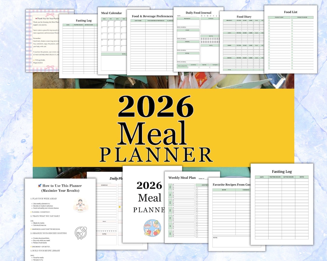 2026 Meal Planner Printable | Weekly Meal Plan PDF | Food Diary ...