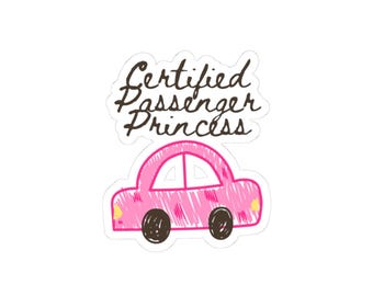 Certified Passenger Princess Sticker | Pink Car Kiss-Cut Decal for Epilepsy Awareness