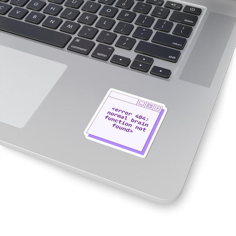 error 404 normal brain function not found epilepsy Sticker | Computer Window Design, Purple Kiss-Cut afbeelding 2
