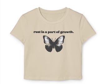 Trust the Process Butterfly Baby Tee | Inspirational Graphic Crop Top