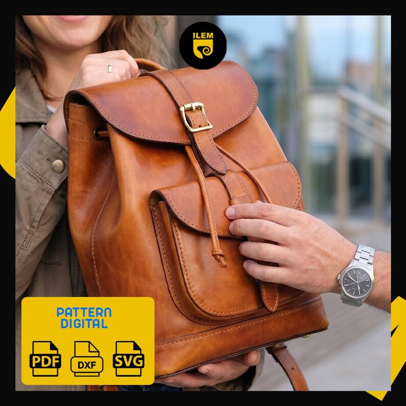 Leather Backpack Pattern PDF | DIY Backpack Template | Leather Bag ...