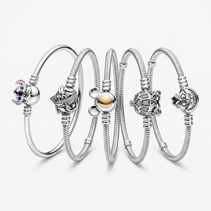 Armband i 925 sterlingsilver, 5 dekorativa spännen, zirkon, present till henne