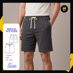 Men's Drawstring Sweat Shorts Sewing Pattern | Sizes Xxs–Xxl | A4 | Instant Download | Men Casual Shorts Pdf Pattern