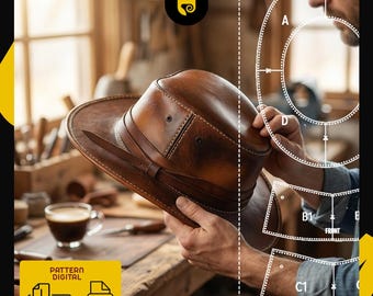 Wide Brim Cowboy Hat Pattern Pdf and Dxf | Sizes S–Xxl | A4 | Instant Download | Leather Western Hat Pattern