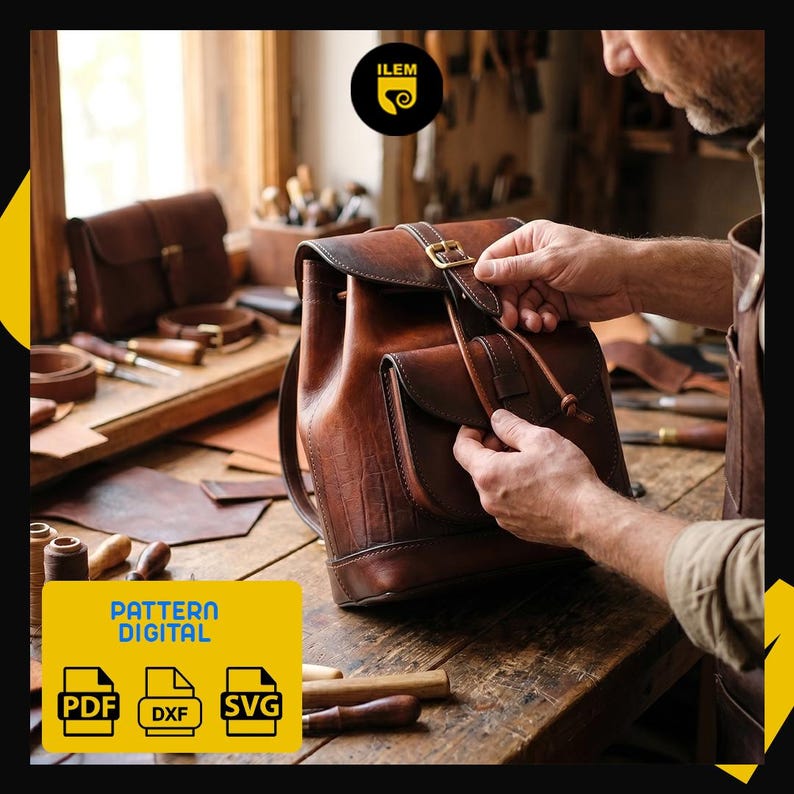 Leather Backpack Pattern PDF | DIY Backpack Template | Leather Bag ...