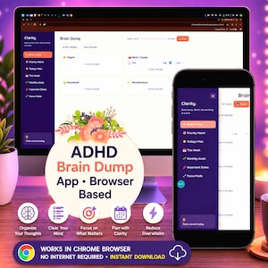 Editable ADHD Brain Dump Planner for Adults, Daily Planner Priority Matrix Template, Productivity Organizer Interactive Workday App Download