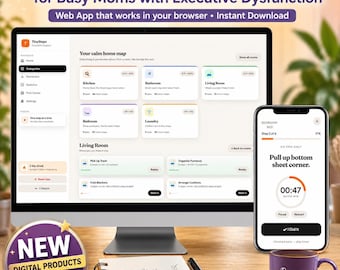 ADHD Mom Cleaning Planner Web App, Executive Dysfunction Help, Instant Download