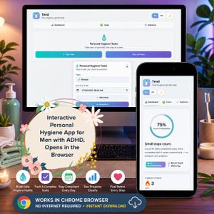 ADHD Hygiene Tracker App for Daily Self Care Routine Planner for Adults with ADHD Digital Checklist Tool for Adult Self Improvement Gift Set