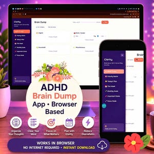 Editable ADHD Brain Dump Planner for Adults, Daily Planner Priority Matrix Template, Productivity Organizer Interactive Workday App Download