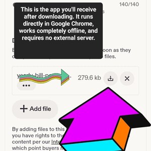 May include: A digital interface for a bill payment tracker app featuring text that reads: Bill Payment Tracker App, Monthly Bills Due Reminder Planner, Yearly Bill Organizer Spreadsheet, Digital Bill Payment Download Sheet Logbook, and a large purple arrow.