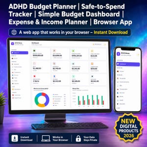 ADHD Budget Planner | Safe-to-Spend Tracker | Impulse Buying Tracker | Expense & Income Planner | Emotional Spending | Browser App