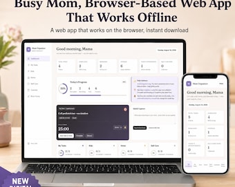 ADHD Mom Life Planner, Interactive Web App, Offline Browser Organizer