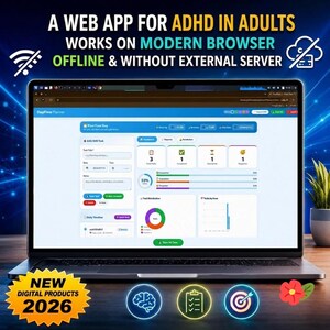 Planificador diario para adultos con TDAH, herramienta de seguimiento de funciones ejecutivas, gestor de tareas para la gestión del tiempo, concentración, productividad y seguimiento de hábitos (aplicación web)