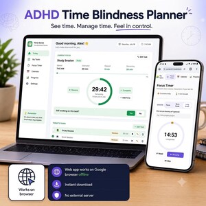 ADHD Time Blindness Planner | Time Management Web App | Visual Time Budget | Daily Schedule Planner | Executive Function Tool | ADHD Adults