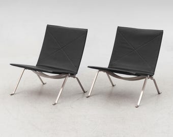 Poul Kjaerholm PK22 Chairs Fritz Hansen Denmark Pair