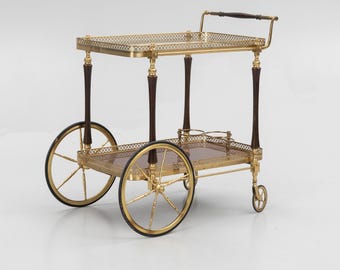 Carrello bar Frati Italia anni '70 in ottone e vetro