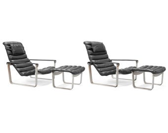 Coppia di sedie e pouf Asko Finlandia Ilmari Lappalainen Pulkka