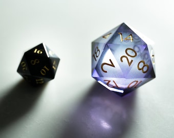 Giant Liquid Core D20 – 33mm Oversized Sharp Edge Resin DND Dice, Celestial Display Die, Large Collector d20