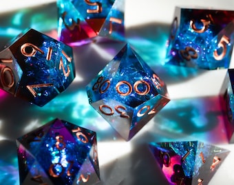Astral Fusion DND Dice Set – Sharp Edge Resin Polyhedral Dice, Space Themed 7 Piece RPG d20 Set