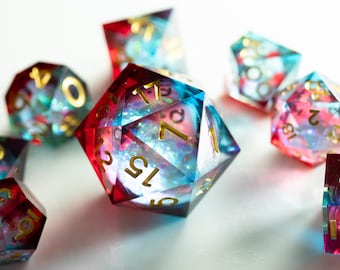 Giant Liquid Core D20 – 35mm Oversized Sharp Edge Resin DND Dice, Cosmic Display Die for RPG Table