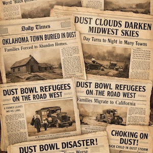 1930s Dust Bowl Farmhouse Print: Desolate Rural Landscape Art