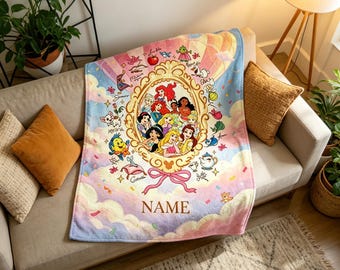 Manta mágica personalizada de princesa, macia e com nome personalizado, presente para criança.