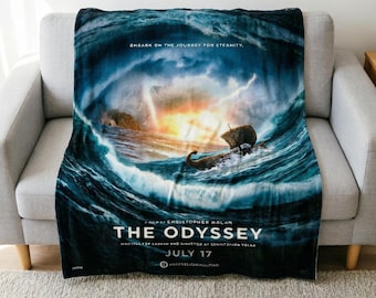 Manta macia inspirada no filme "A Odisseia" de Nolan, manta épica da Grécia Antiga, presente perfeito para fãs de cinema.