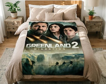 Manta macia inspirada na migração da Groenlândia 2, presente perfeito para fãs de filmes de ação.