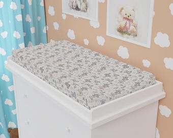 Bear Floral Baby Changing Pad Cover | Soft Jersey Knit Nursery Fitted Sheet
