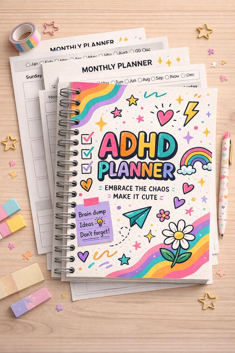 ADHD Planner Printable | Daily Weekly Monthly Planner PDF | Digital ...