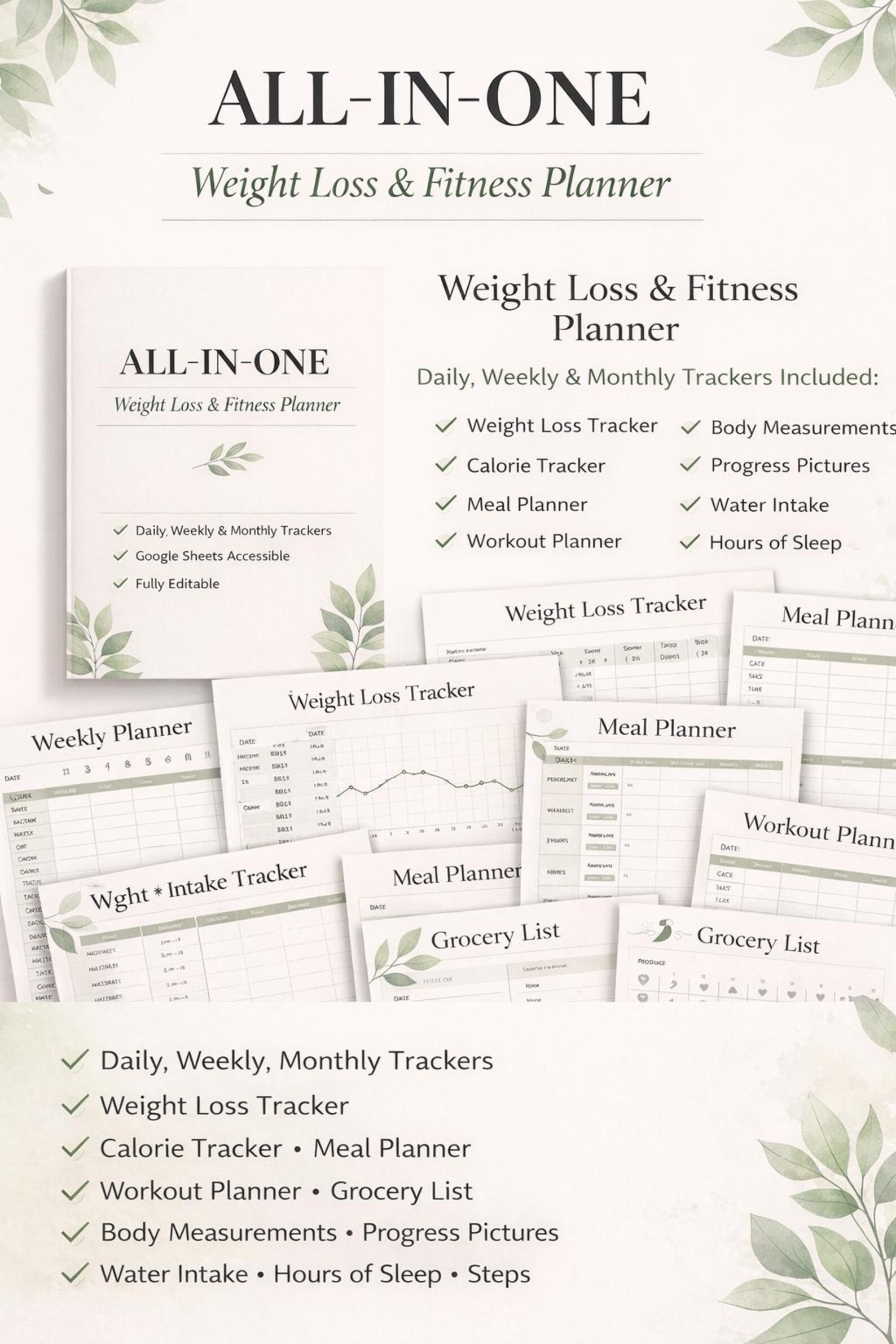 Weight Loss Planner Printable PDF | Fitness Planner for Women | Daily ...