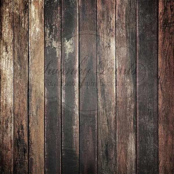 Fondo fotográfico de vinilo de 1,83 m x 1,83 m (6 pies x 6 pies) / Madera oscura con efecto desgastado