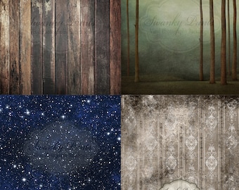 SAMPLE PACK / FOUR 12" x 12" Shabby Chic Combo / Wood  / Vinyl Photography Backdrops for Product Photos