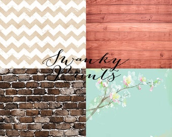 READY To ship SALE / FOUR 2ft x 2ft Vinyl Backdrop / Pink Oak Floor / Old Brick