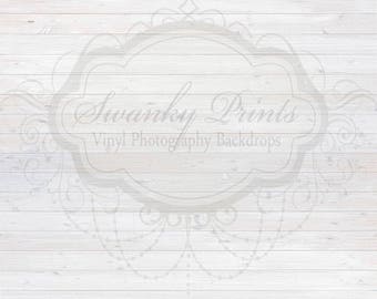 7ft x 8ft Vinyl Backdrop WOOD FLOORDROP / Washed Out White Wood