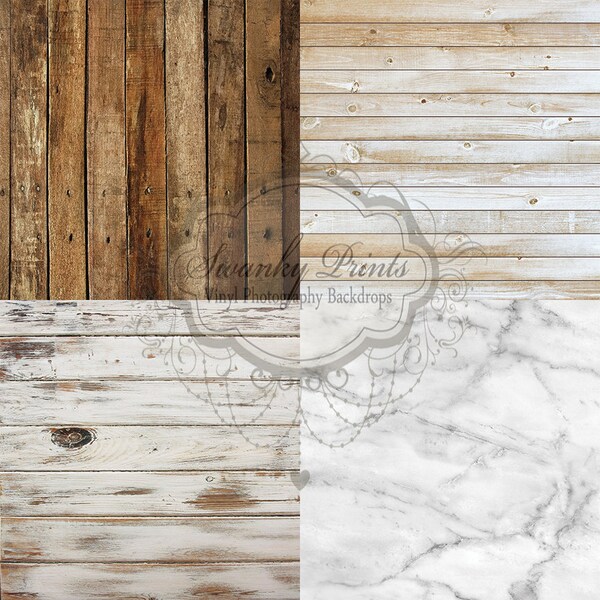 SAMPLE PACK / FOUR 12" x 12" Shabby Chic Combo / Wood  / Vinyl Photography Backdrops for Product Photos